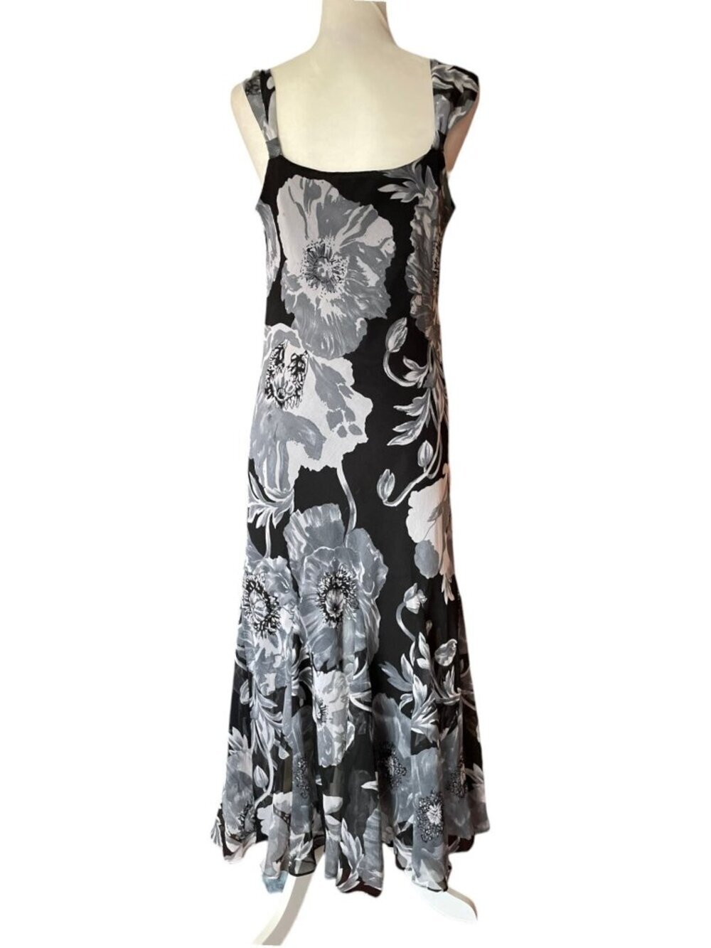 Vintage Midnight Velvet Y2K Fairycore Floral Midi Dress SZ M Black Sequin - Picture 8 of 14
